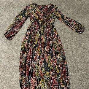 Beeson River Long Sleeve Floral Dress - Red, Yellow, Black